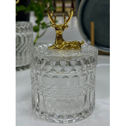 Цукерниця прозора "Золотий олень" мала, 250ml h14.D9cm